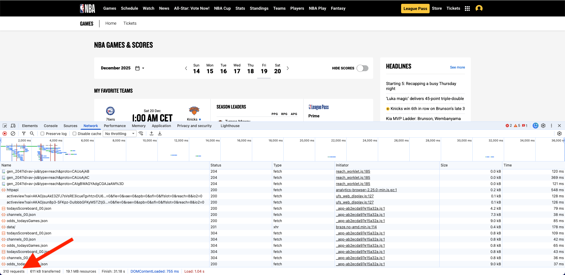 Network tab in Chrome Inspector