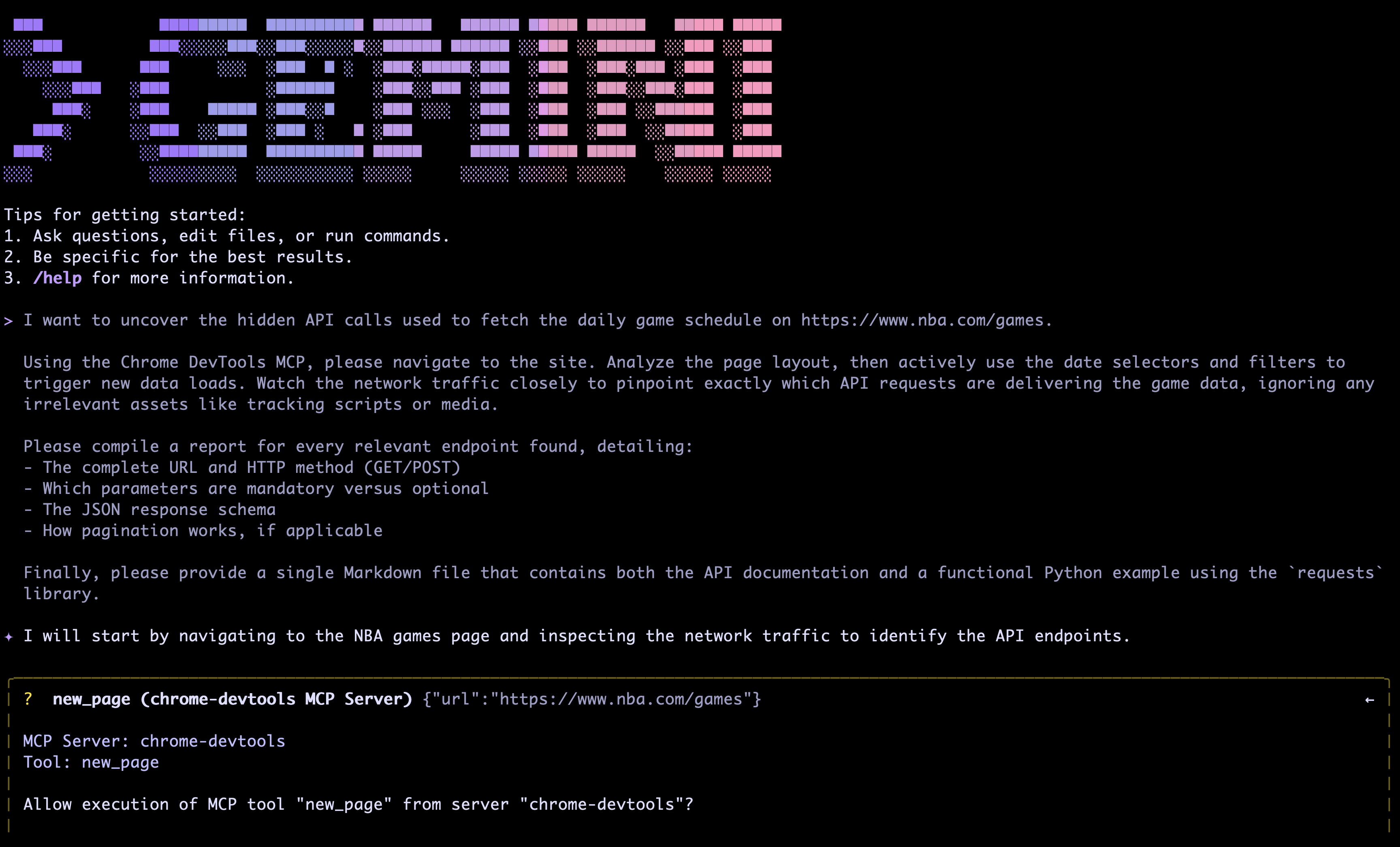 Scraping Prompt in Gemini CLI